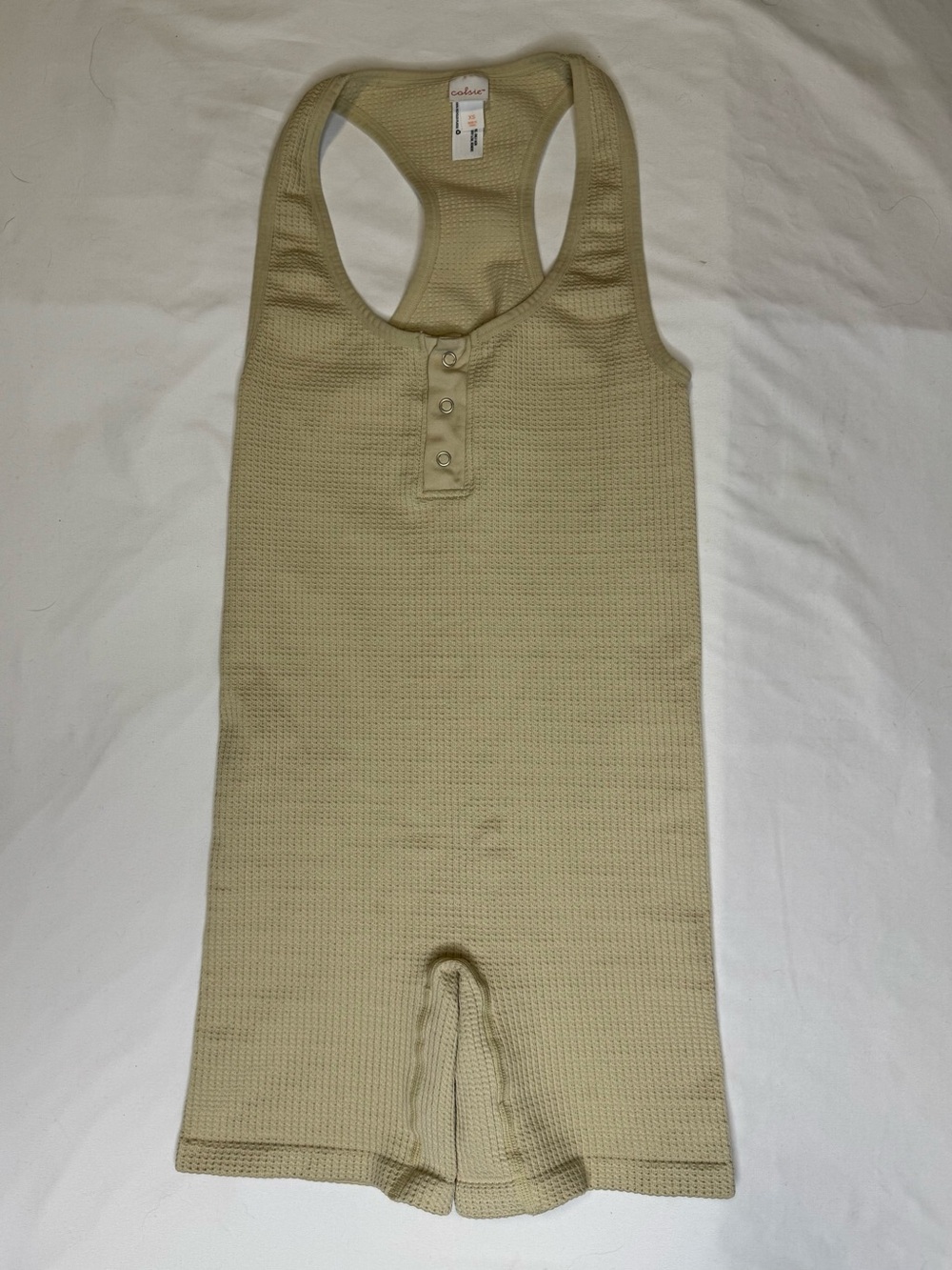 Colsie Beige Waffle Knit Racerback Romper | Size XS